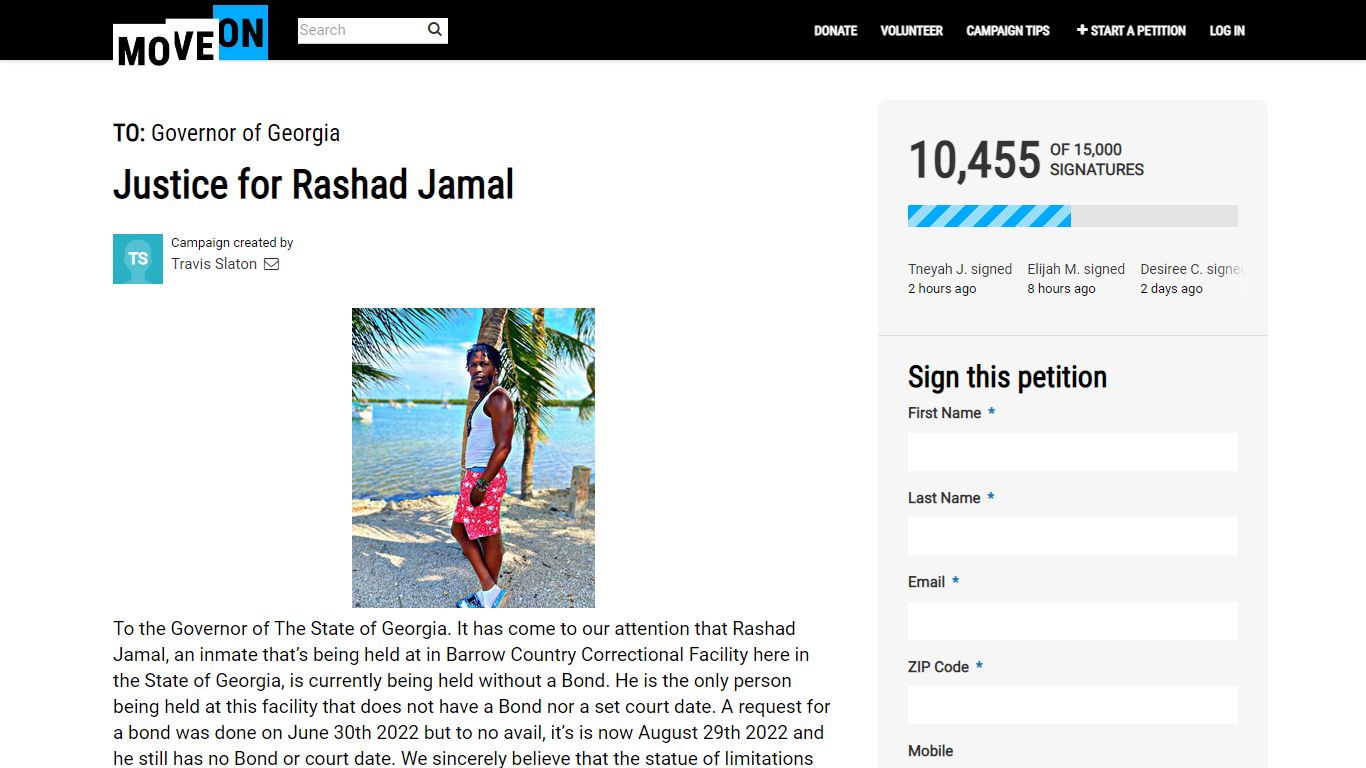 Justice for Rashad Jamal | MoveOn